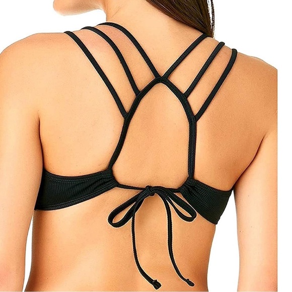 NWT California Waves Bikini Set Junior's Small OR Medium Black Ribbed Strappy - Picture 4 of 16